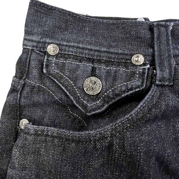 Imperious Delf Trading Jeans 38x33 Black Vintage Flap Pocket Embroidered Rock - Picture 8 of 16